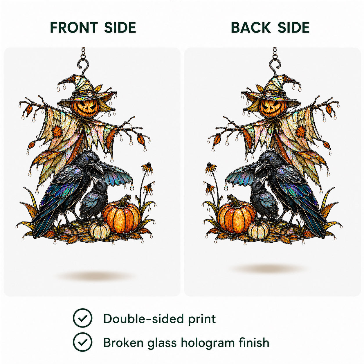 Scarecrow & Crow Holographic Acrylic Suncatcher