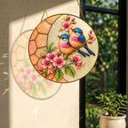 Bluebird & Cherry Blossom Stained Glass Suncatcher