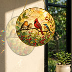 Cardinal & Songbirds Stained Glass Suncatcher