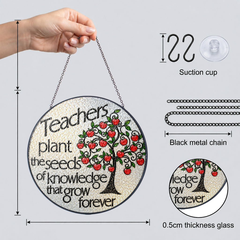 Teacher Appreciation Apple Tree Stained Glass Suncatcher