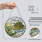 Welcome to My Garden Turtle Stained Glass Suncatcher