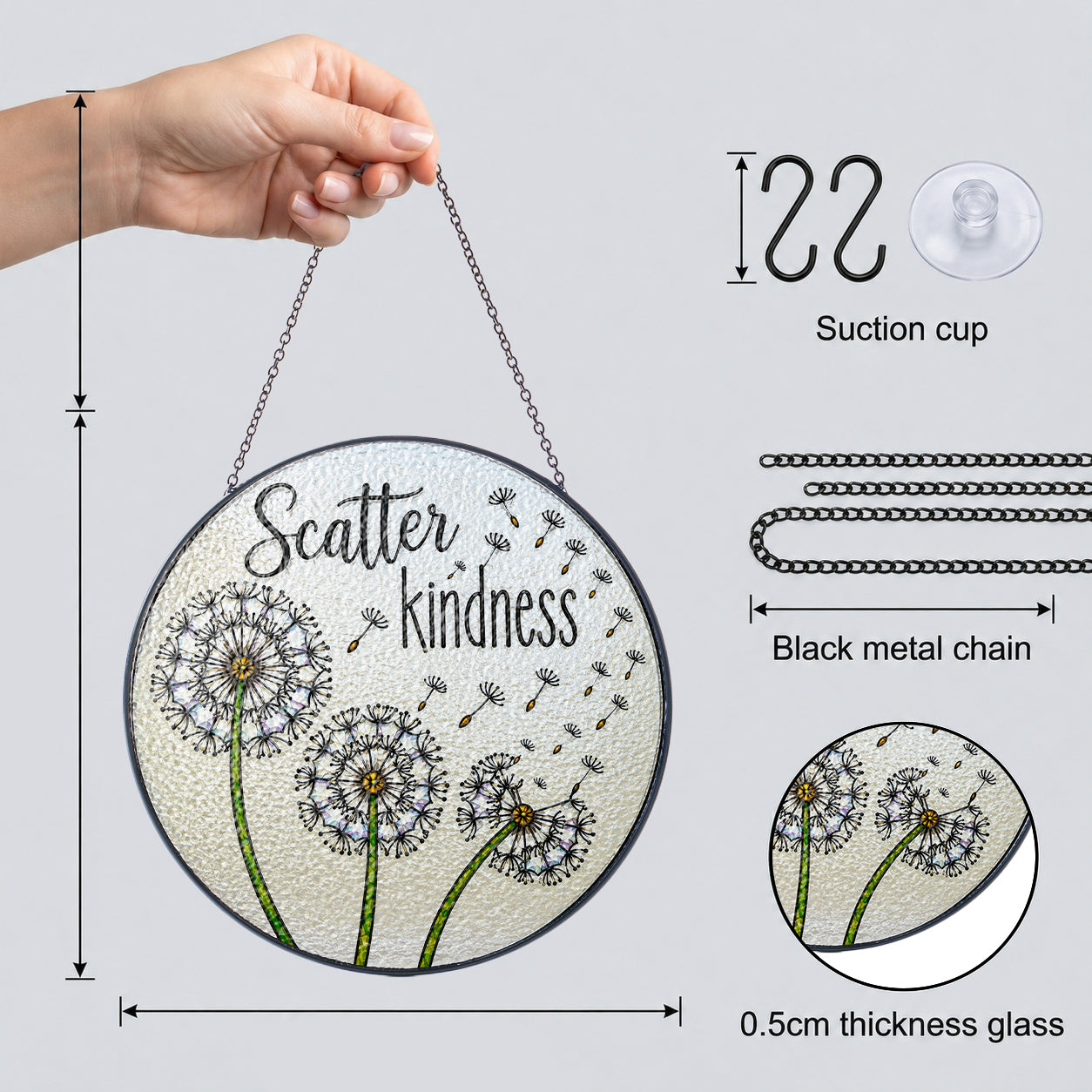 Scatter Kindness Dandelion Stained Glass Suncatcher