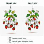 Strawberry & Ladybug Holographic Acrylic Suncatcher
