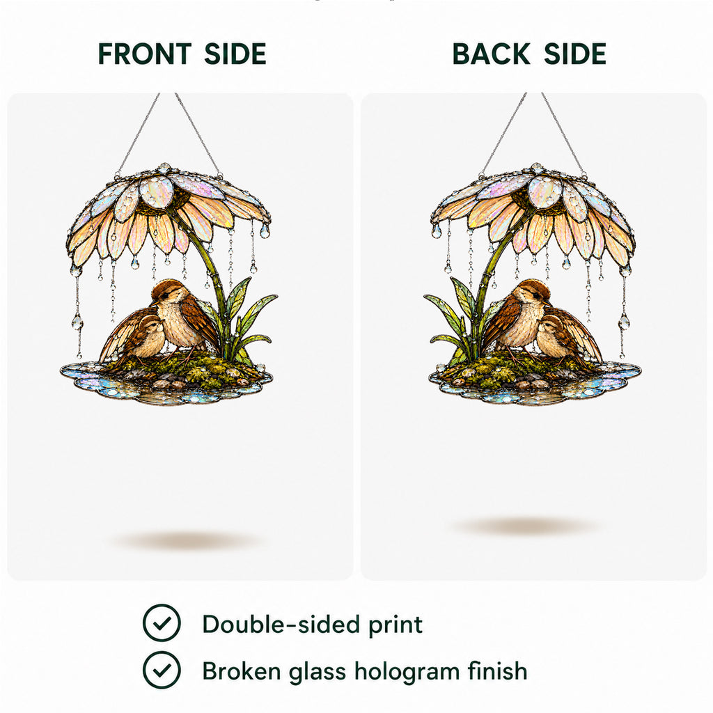 Sparrow & Daisy Umbrella Holographic Acrylic Suncatcher