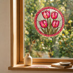 Pink Tulip Stained Glass Suncatcher
