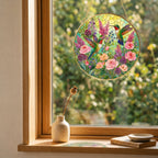 Hummingbird Floral Stained Glass Suncatcher