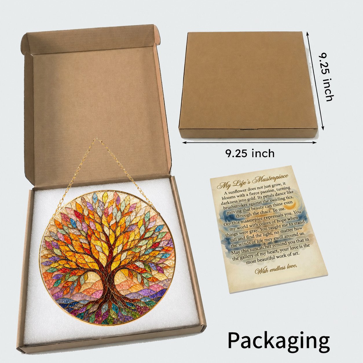 Autumn Tree of Life Stained Glass Suncatcher