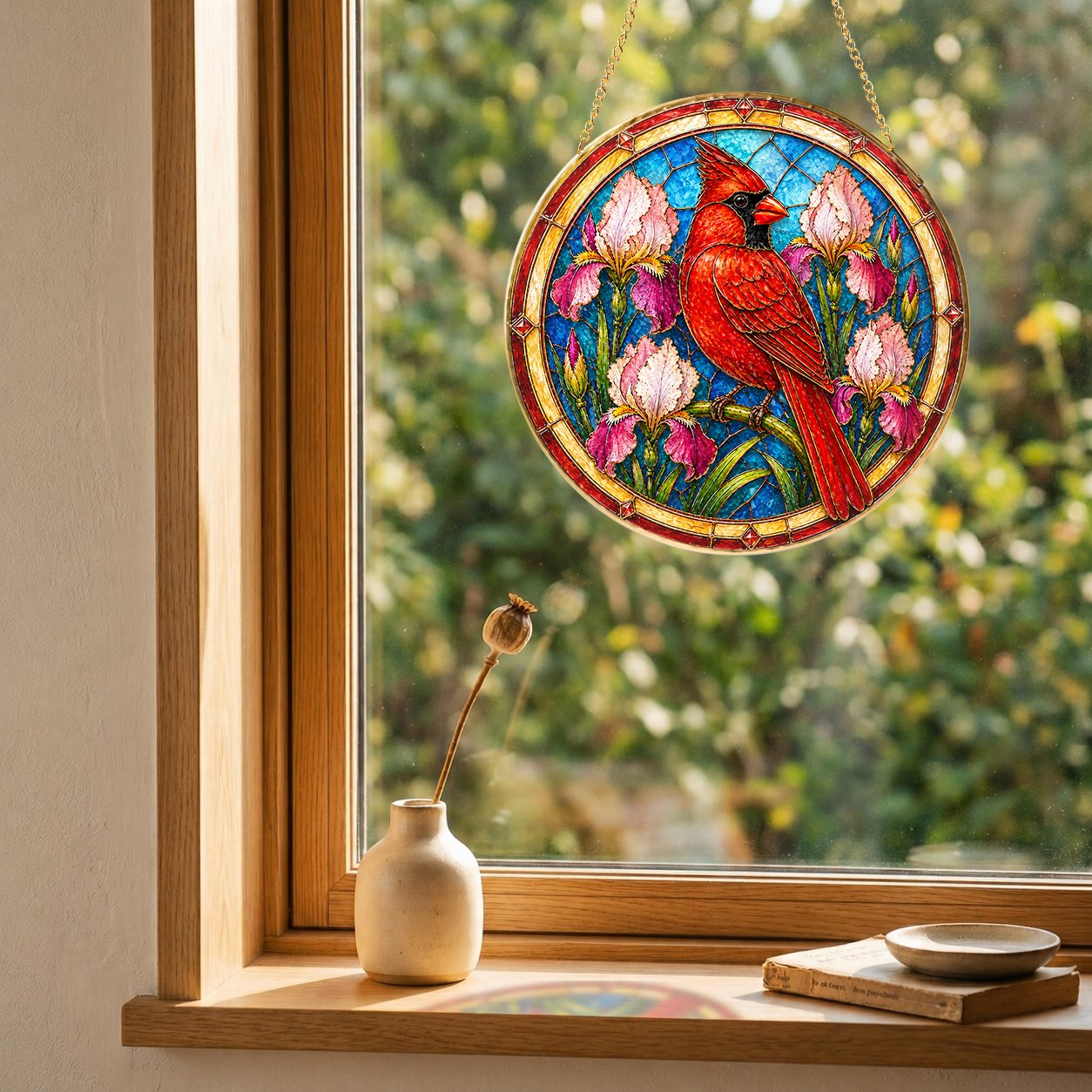 Cardinal Stained Glass Suncatcher