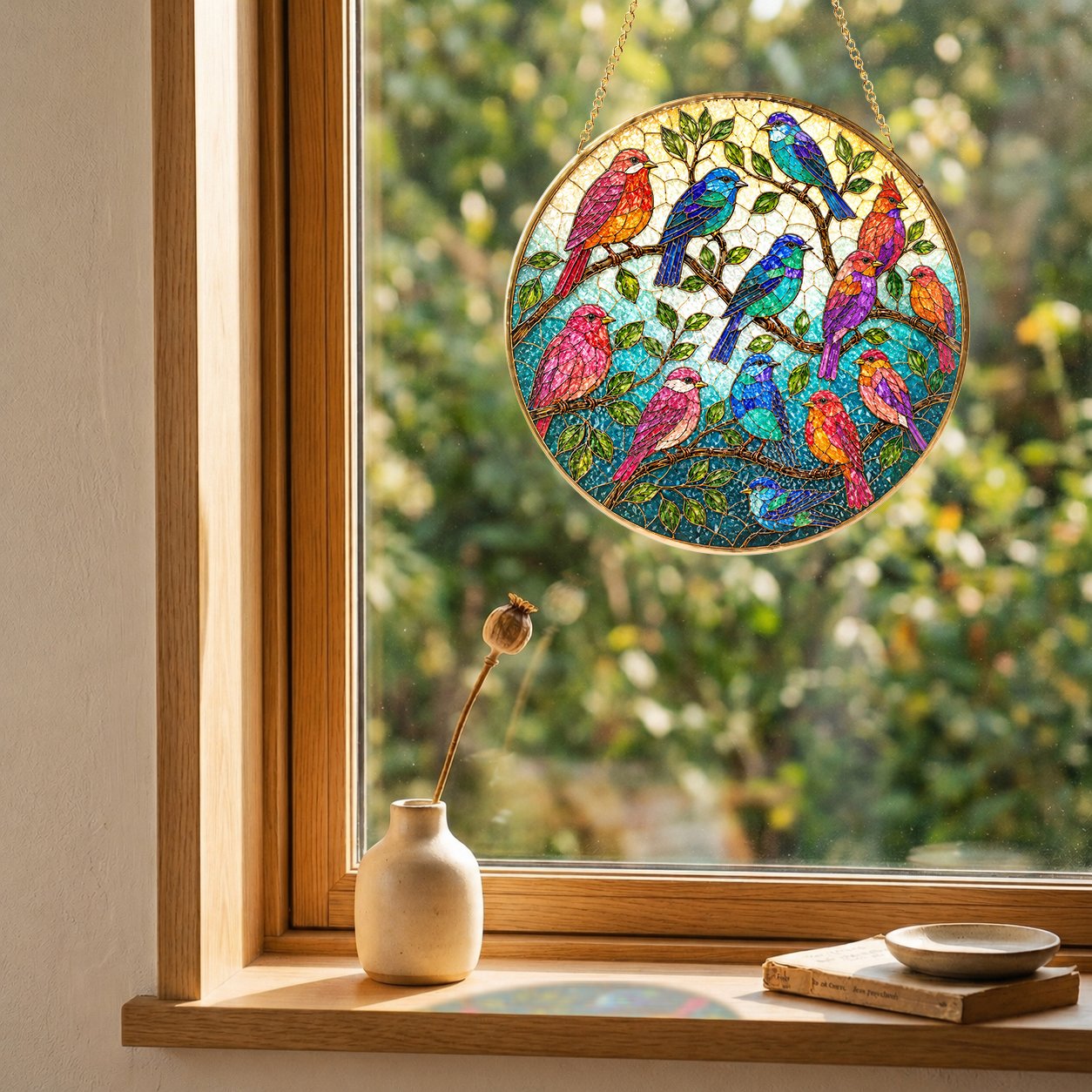 Songbirds Stained Glass Suncatcher