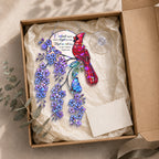 Cardinal & Forget-Me-Not Memorial Moon Holographic Acrylic Suncatcher