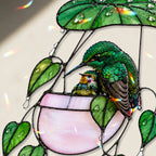 Hummingbird & Hanging Planter Holographic Acrylic Suncatcher