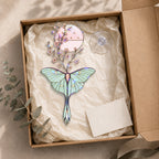 Luna Moth & Cherry Blossom Moon Holographic Acrylic Suncatcher