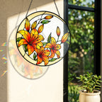 Pink Stargazer Lily Stained Glass Suncatcher