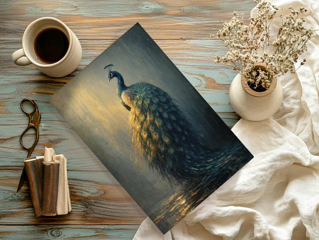 Peacock Canvas Wall Art Moody Peacock Painting