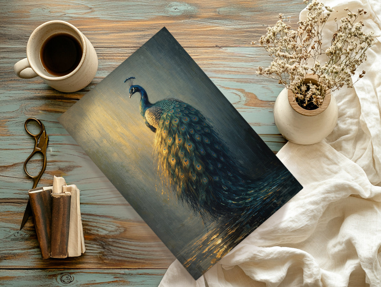 Peacock Canvas Wall Art Moody Peacock Painting