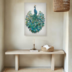 Peacock Canvas Wall Art Teal Blue Green Painting