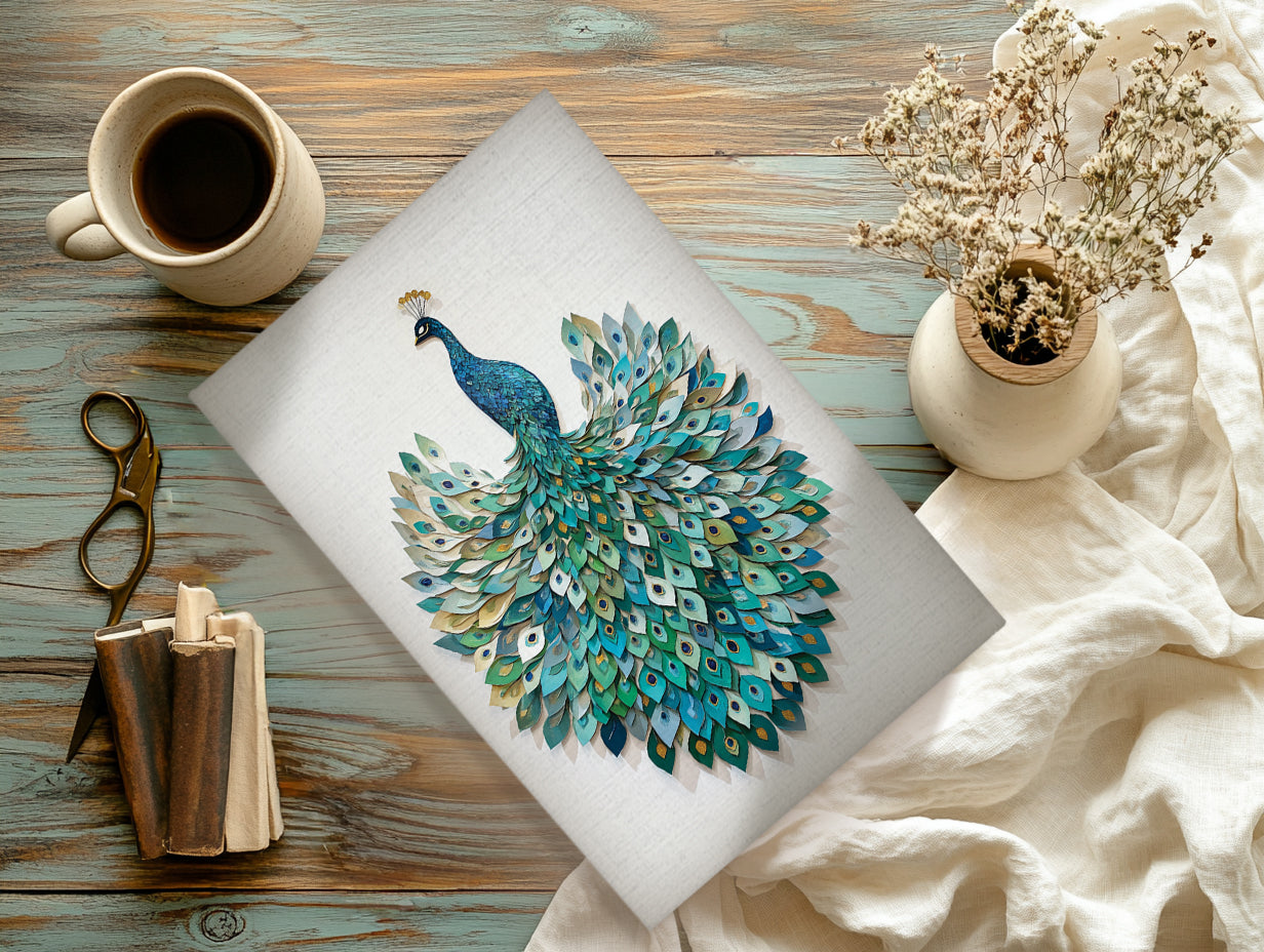 Peacock Canvas Wall Art Teal Blue Green Painting