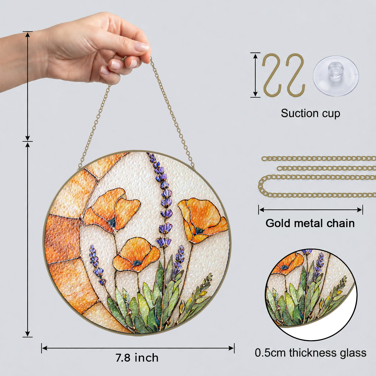 Poppy Lavender Stained Glass Suncatcher