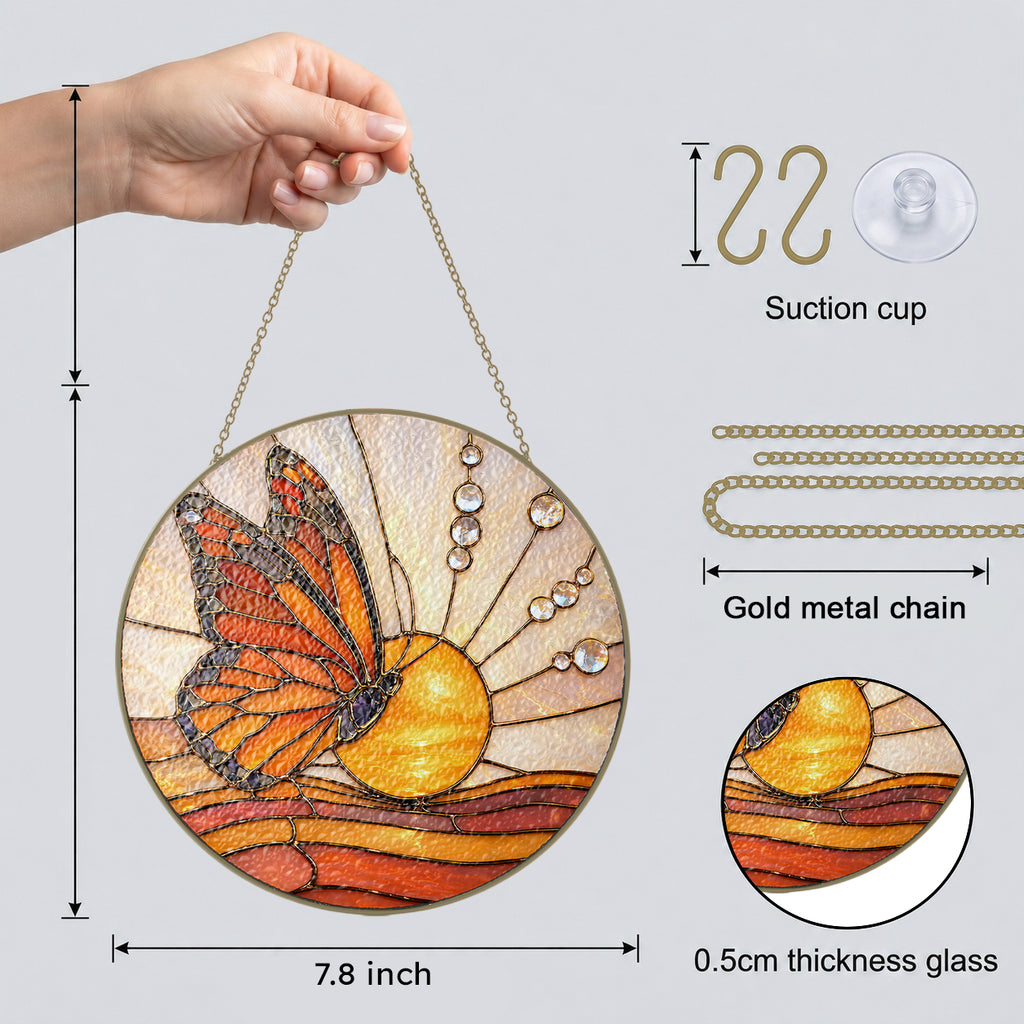 Butterfly Sunrise Stained Glass Suncatcher