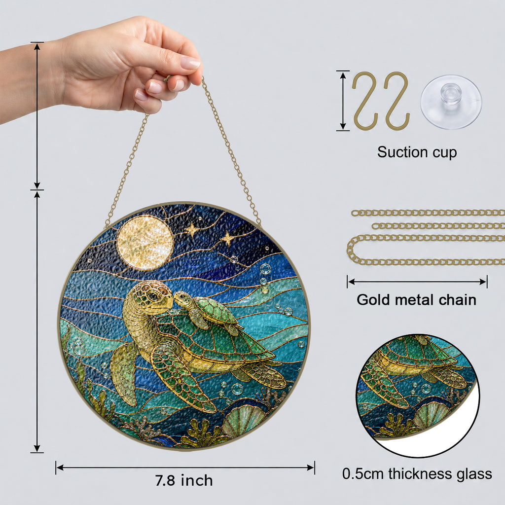 Sea Turtle Stained Glass Suncatcher