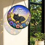 Personalized Cat Memorial Moon Stained Glass Suncatcher