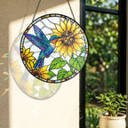 Hummingbird Sunflower Stained Glass Suncatcher