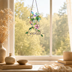 Personalized Hanging Planter Flower Holographic Acrylic Suncatcher