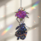 Black Swallowtail & Purple Dahlia Holographic Acrylic Suncatcher
