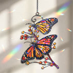 Monarch Butterflies & Berry Branch Holographic Acrylic Suncatcher