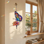Orange & Blue Butterfly with Marigold Holographic Acrylic Suncatcher