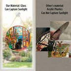 Black cat window stained glass suncatcher as home decor and gift idea