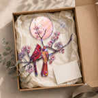 Cardinal Couple & Cherry Blossom Moon Holographic Acrylic Suncatcher