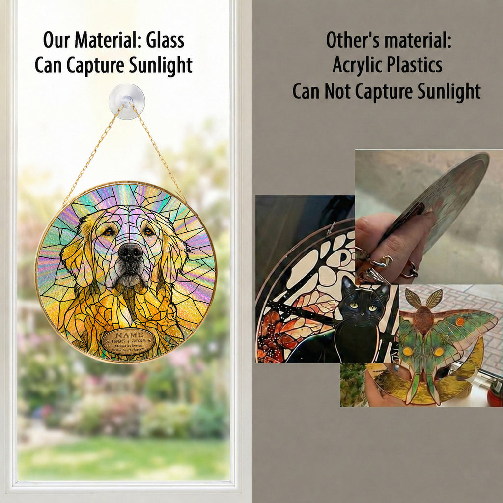 Golden Retriever Memorial Suncatcher as window decor