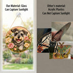 Personalized Schnauzer Rose Suncatcher