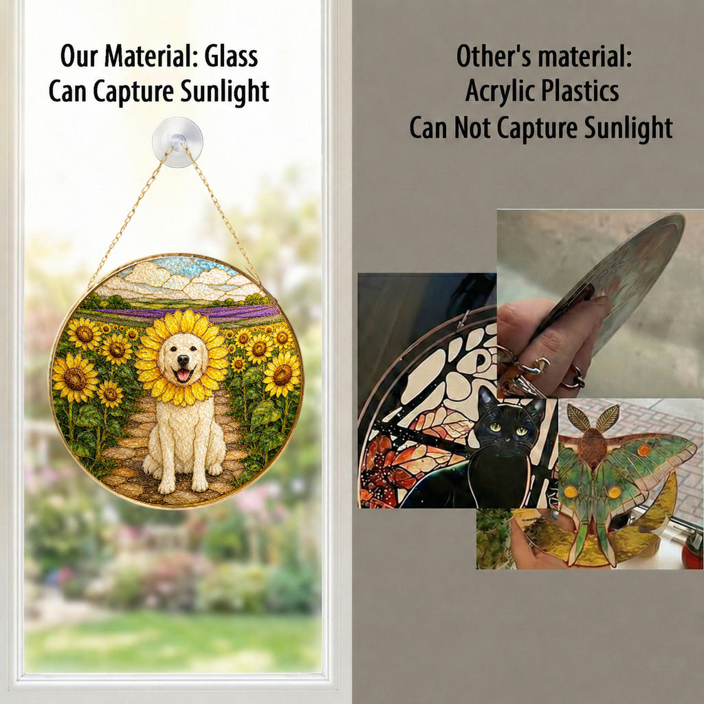 Personalized Sunflower Dog Suncatcher
