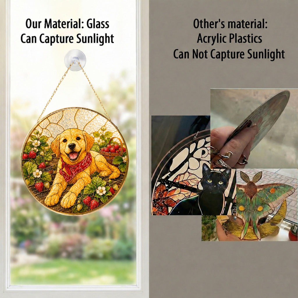 Personalized Strawberry Dog Suncatcher