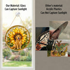 Golden Retriever Sunflower Suncatcher with hanging chain
