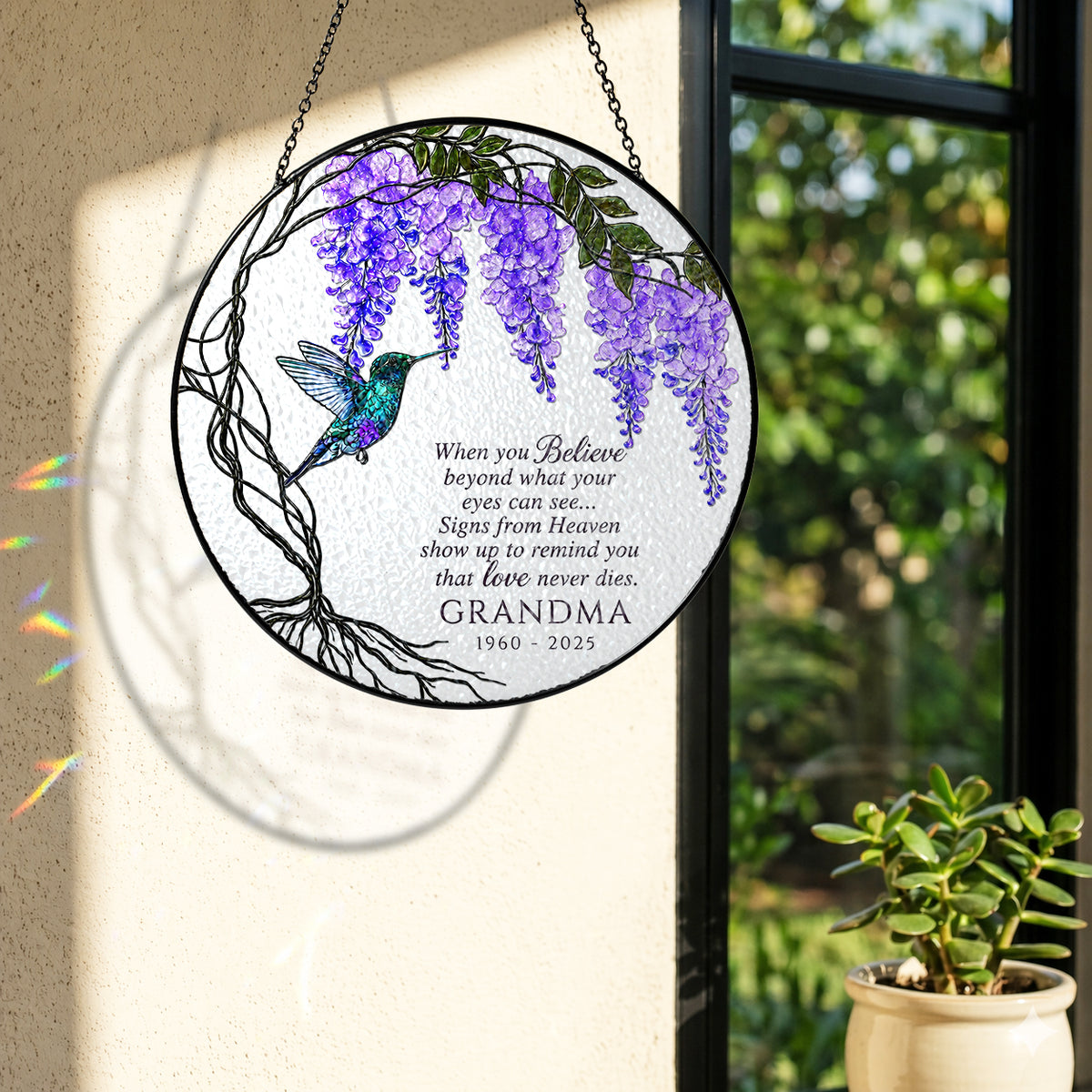 Personalized Wisteria Memorial Suncatcher