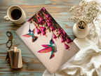 Canvas Wall Art Colorful Hummingbird Painting with Pink Flowers