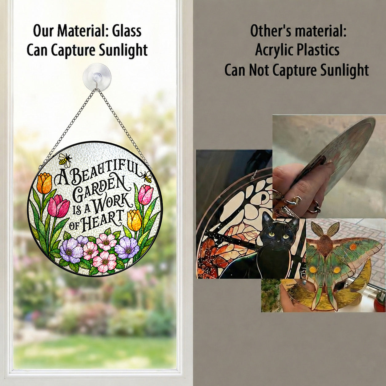 A Beautiful Garden Is a Work of Heart Stained Glass Suncatcher