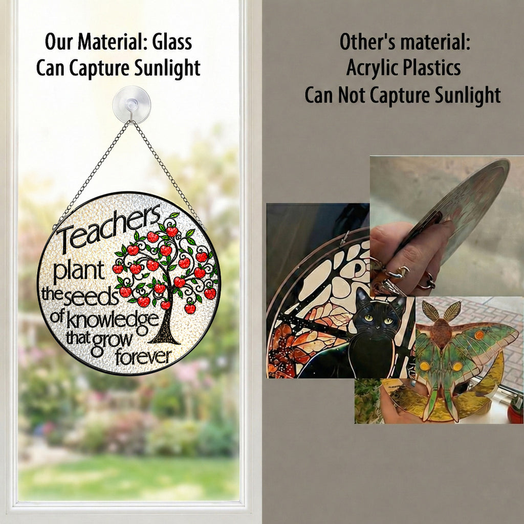 Teacher Appreciation Apple Tree Stained Glass Suncatcher