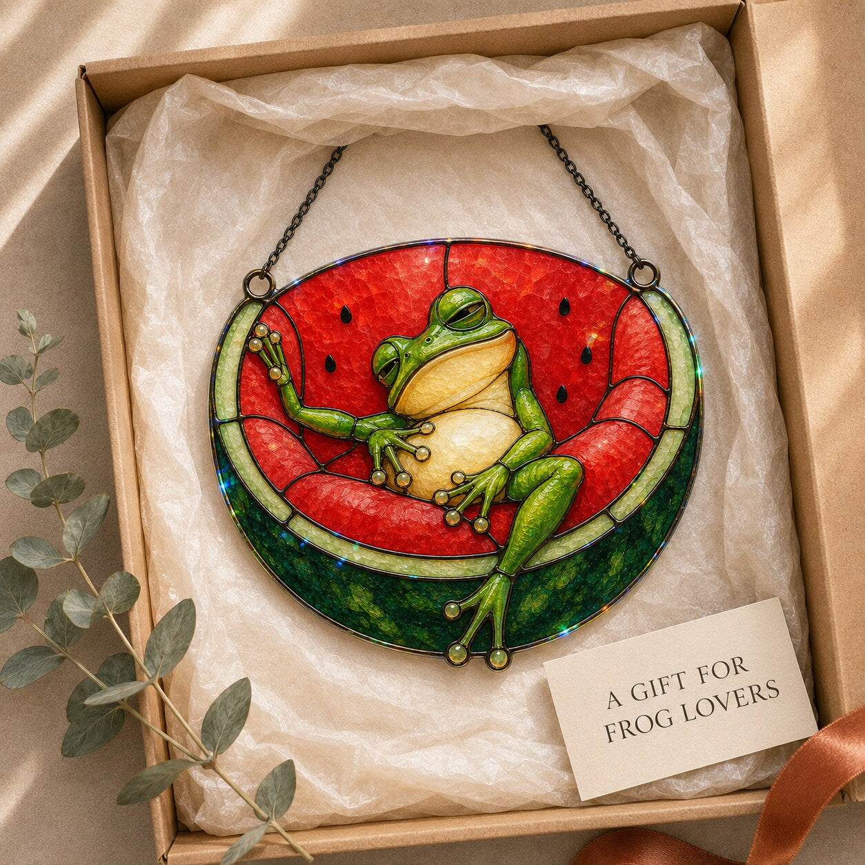 Watermelon Frog Holographic Acrylic Suncatcher