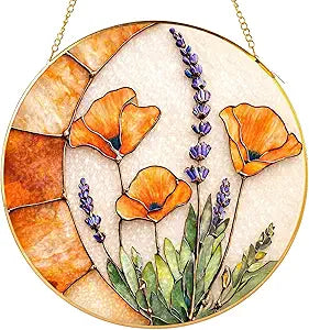 Poppy Lavender Stained Glass Suncatcher