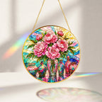 Pink Peony Stained Glass Suncatcher
