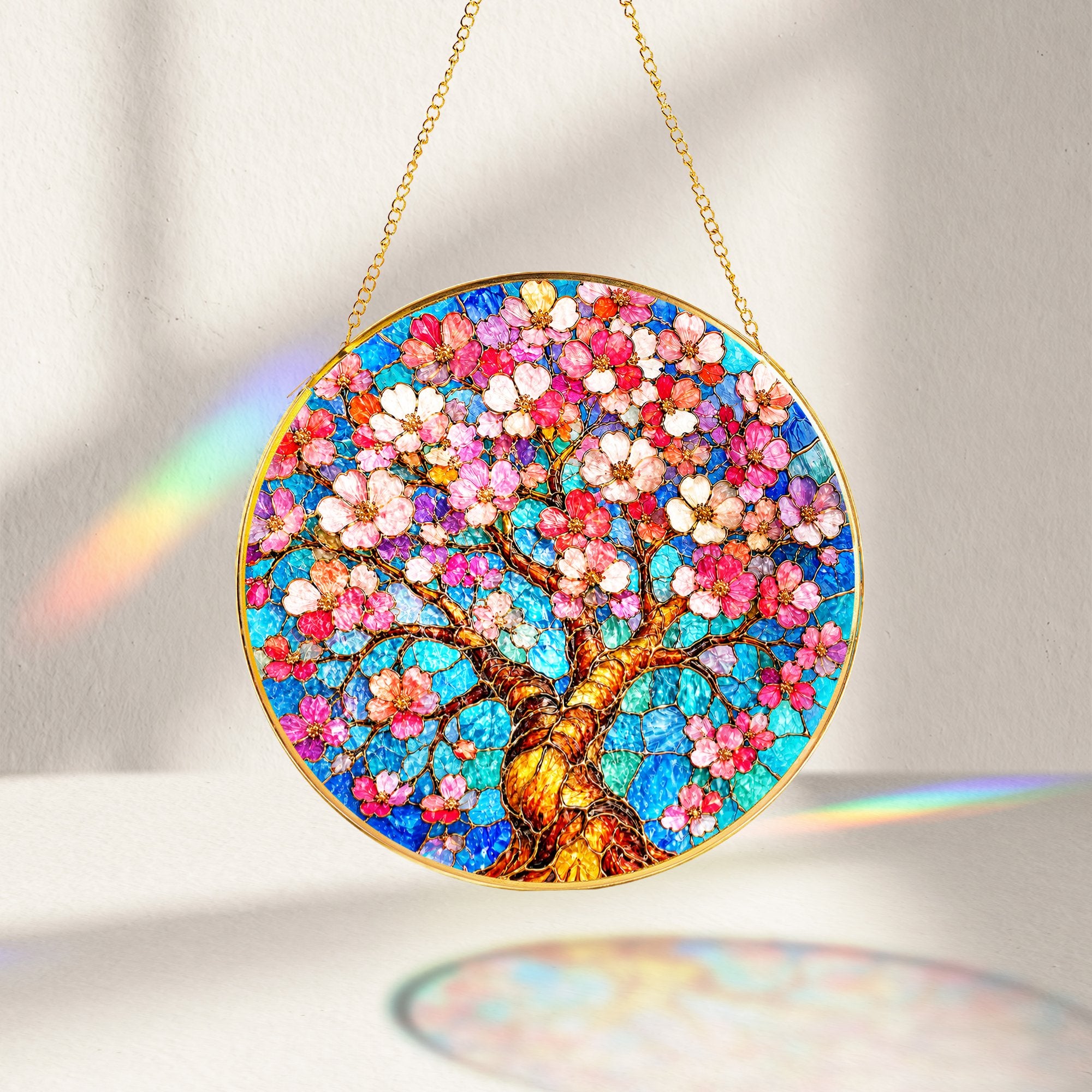 Cherry Blossom Stained Glass Suncatcher