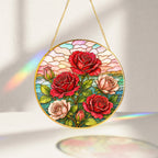 Red Rose Stained Glass Suncatcher