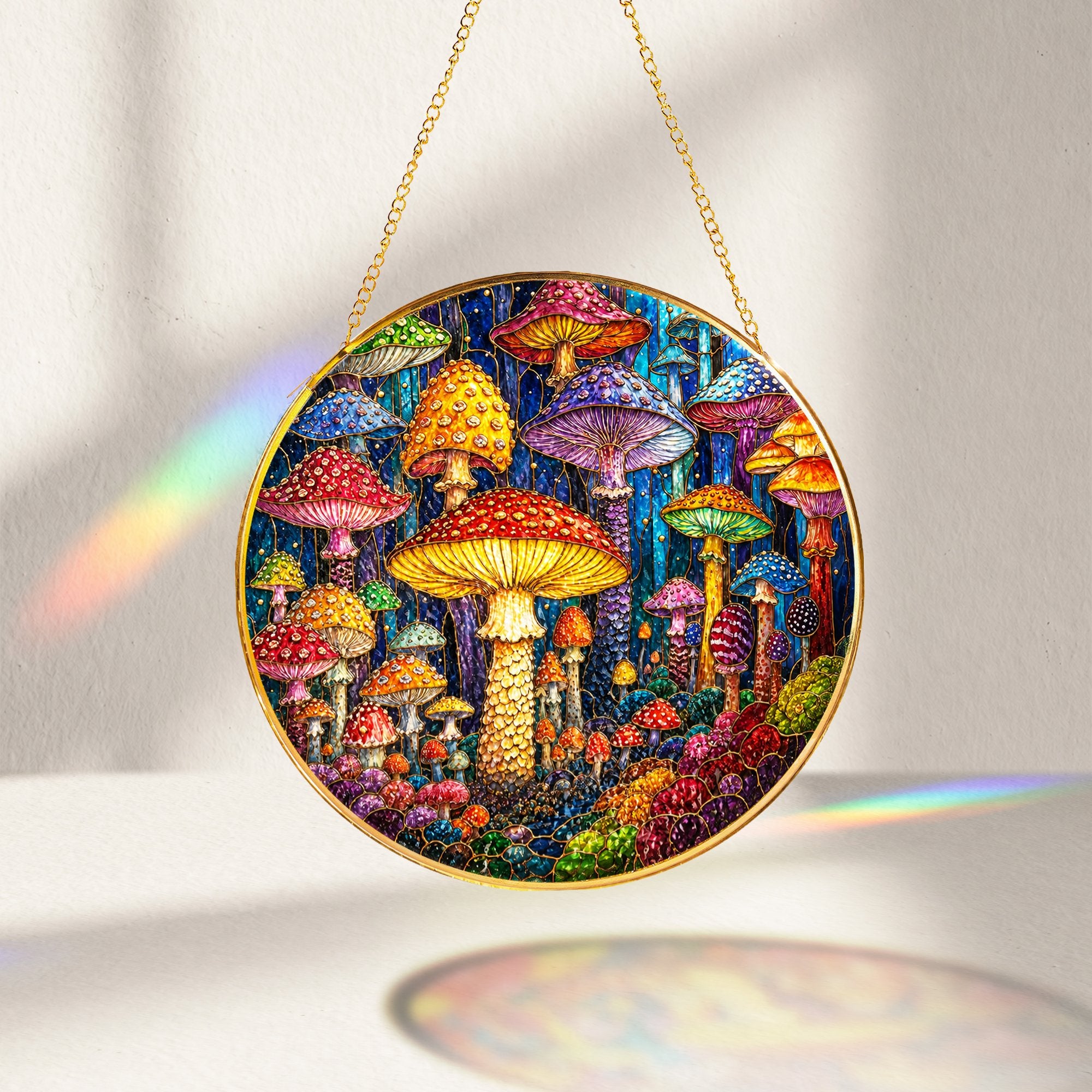 Mushroom Stained Glass Suncatcher