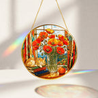 Red Poppy Stained Glass Suncatcher