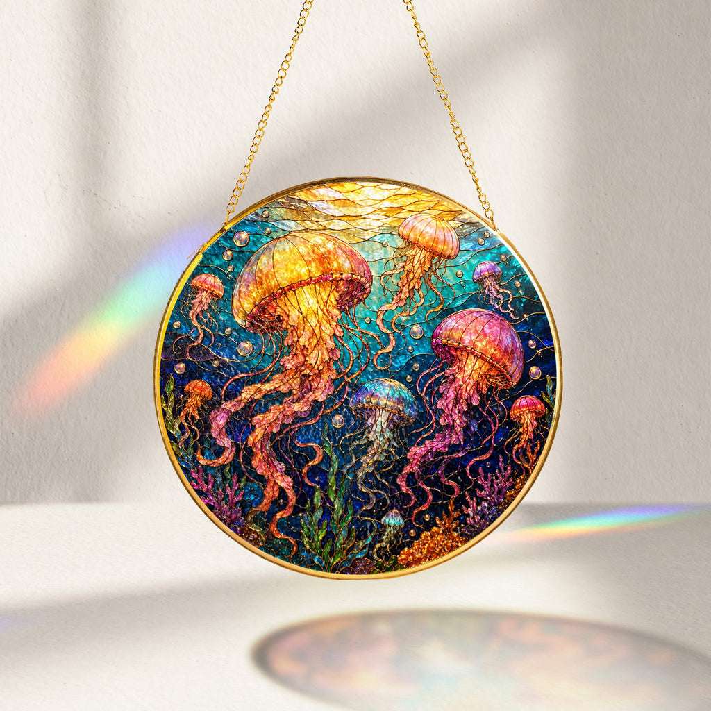 Jellyfish Stained Glass Suncatcher