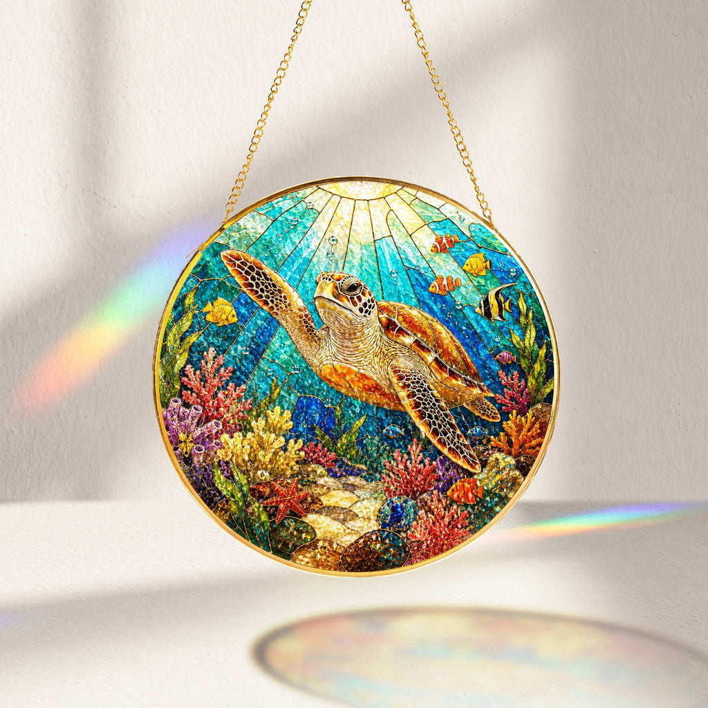 Sea Turtle Stained Glass Suncatcher